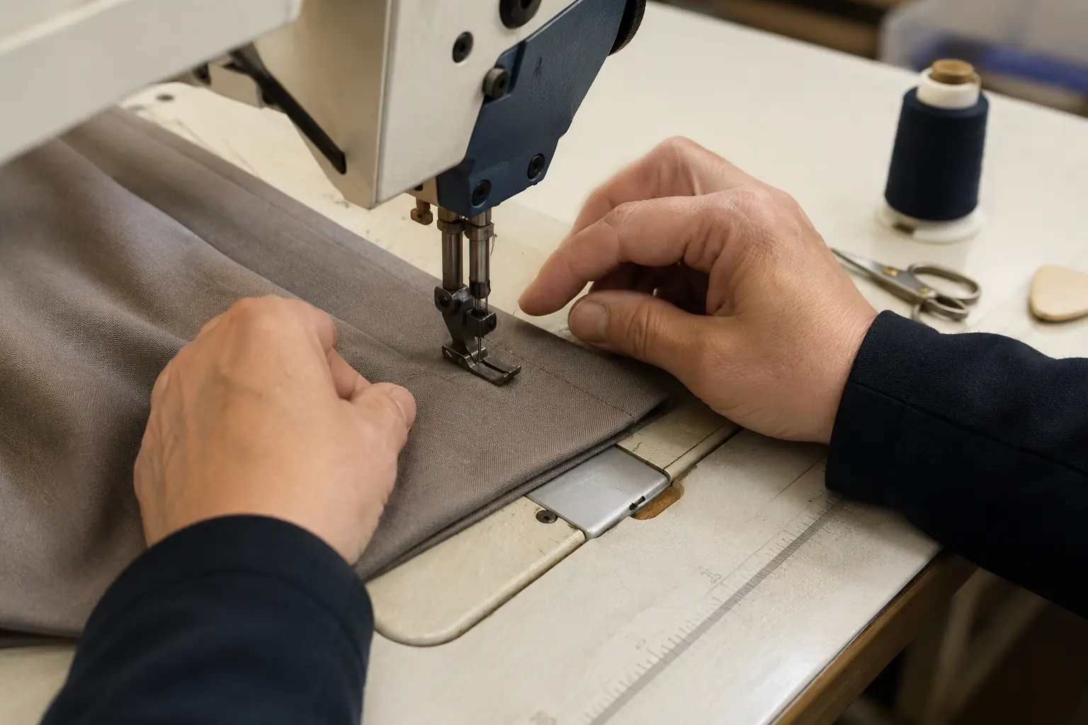 Professionelle Änderungsschneiderei beim Kürzen einer Hose